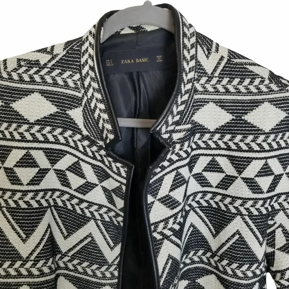 Zara Womens Southwestern Open Front Jacket Size S Western Layering Aztec Boho